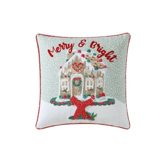 Pioneer Woman Gingerbread House Decorative Throw Pillow 18" x 18" Christmas New - Picture 1 of 7